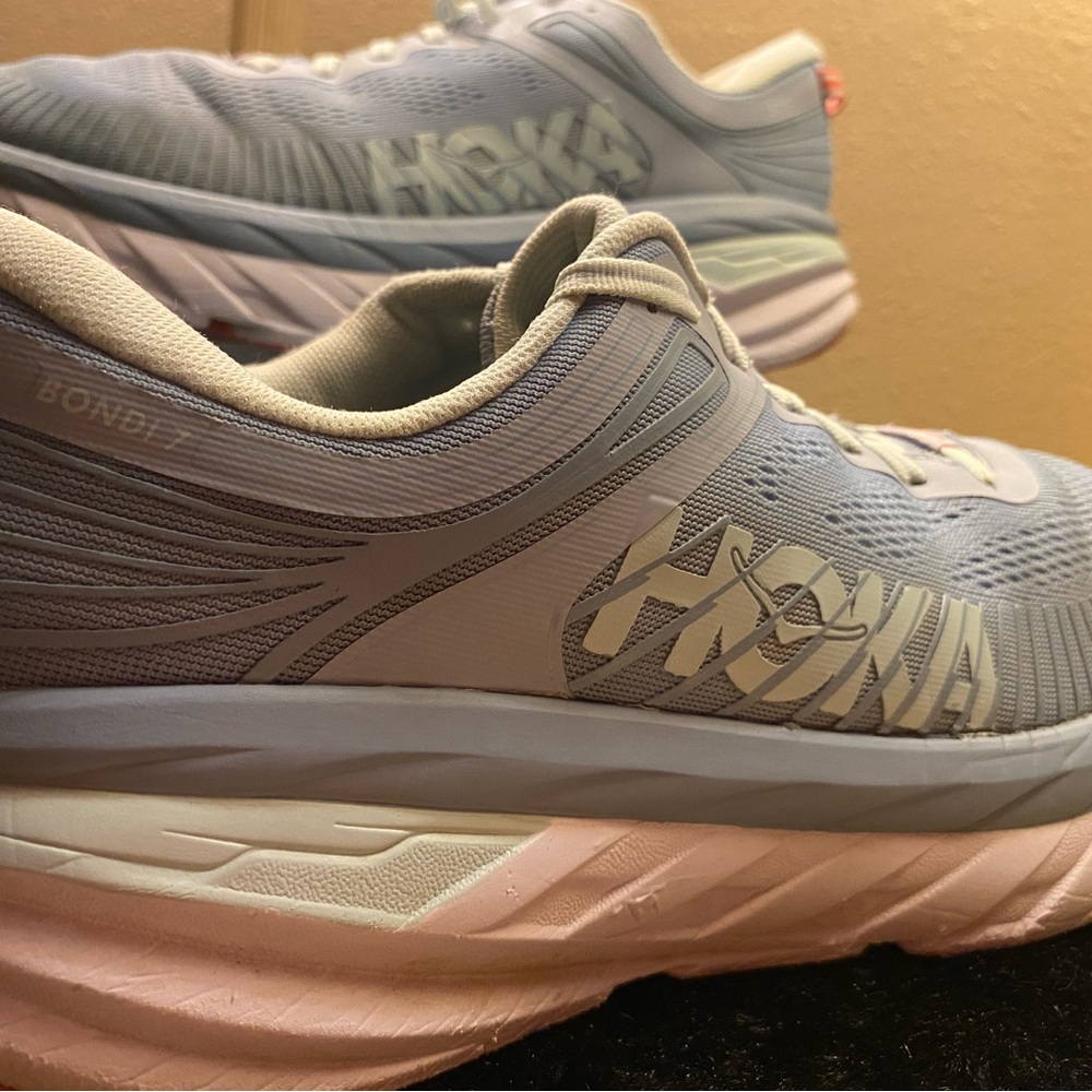 Hoka Women's Blue and White Athletic Shoes